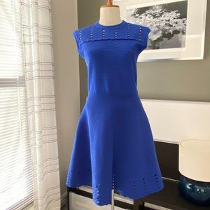 Ted Baker Royal Blue Sleeveless Stretchy Knit Dress Party Office UK2 or US4-6 -W